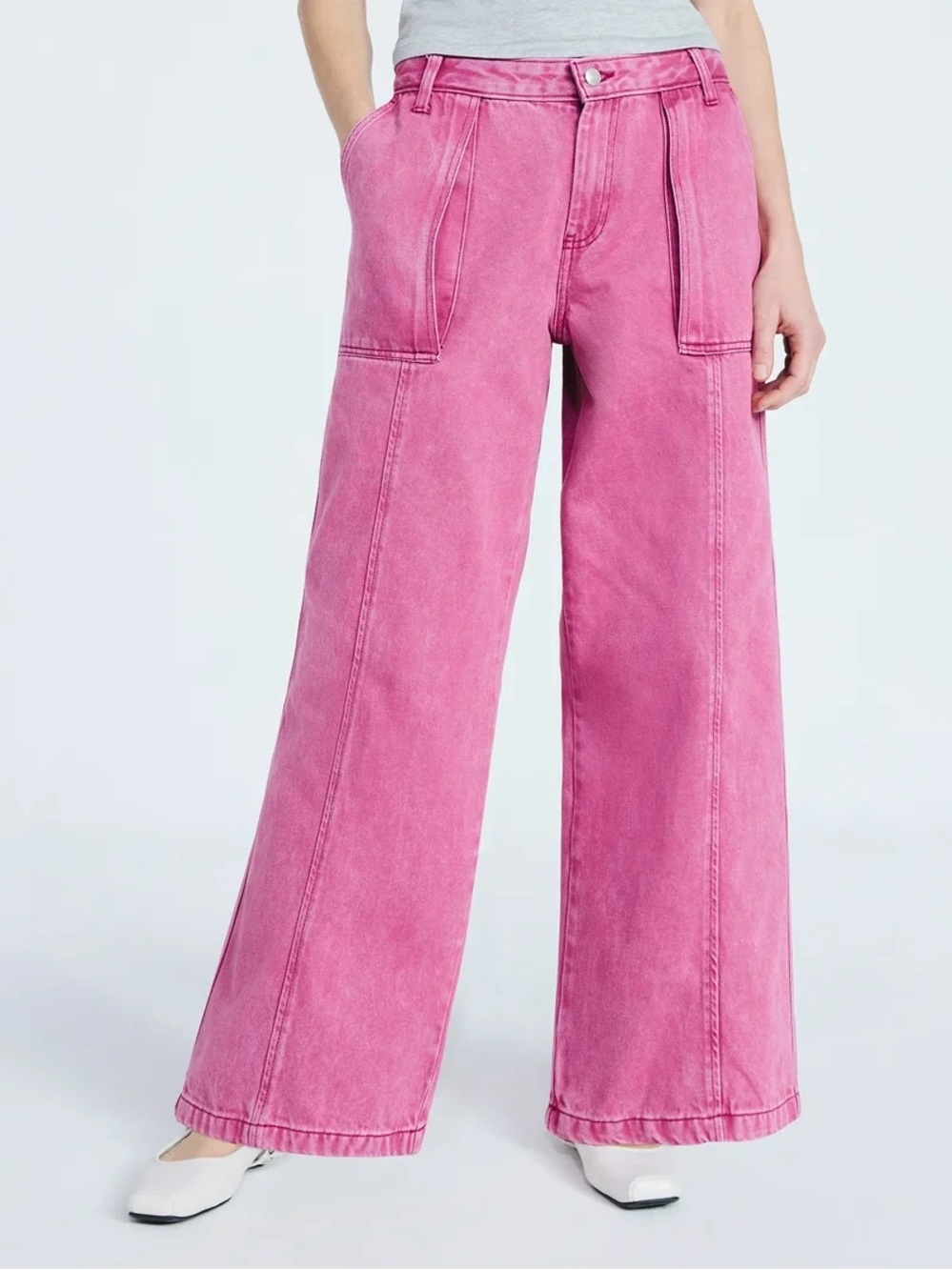 Brand New Scoop Pink Slouchy Wide Leg Jeans Utility Pockets size 6